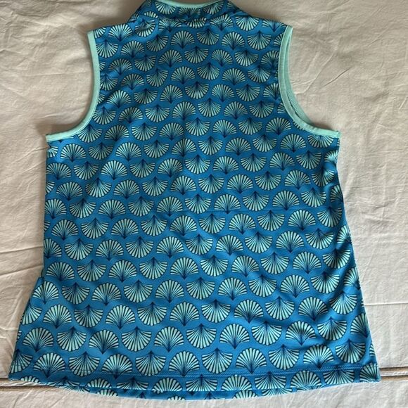 NWT Sigrid Olsen Blue Palm Print Golf Tennis Woman’s Sleeveless Zip Up Top.Small - Picture 4 of 7